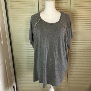 MASSINI plus size grey sparkle sleeve top plus size 3X